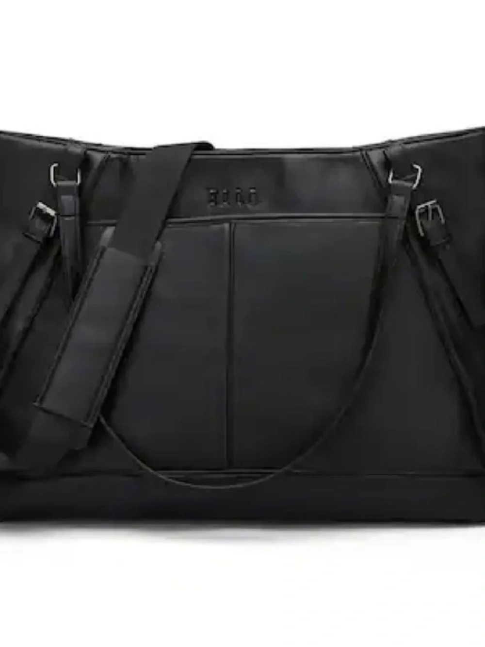 Elle Black Duffel Bag Shoulder Strap Leisure Luxe 33L Vegan Leather Weekender